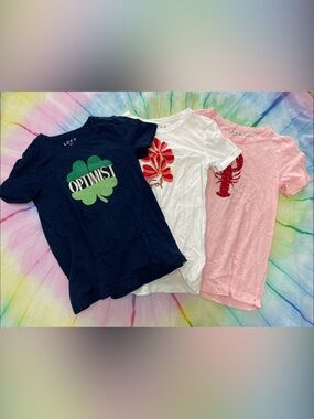 LOFT Tees Set of 3 Navy, White, and Pink